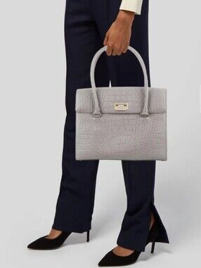 Excellent Kate Spade Orchard Valley Sinclair Grey Croc Leather Bag Tote